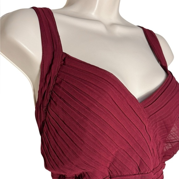 AOFUR WINE RED CHIFFON COCKTAIL maxi EVENING PARTY SWING Bridesmaid DRESS Large - Picture 4 of 16